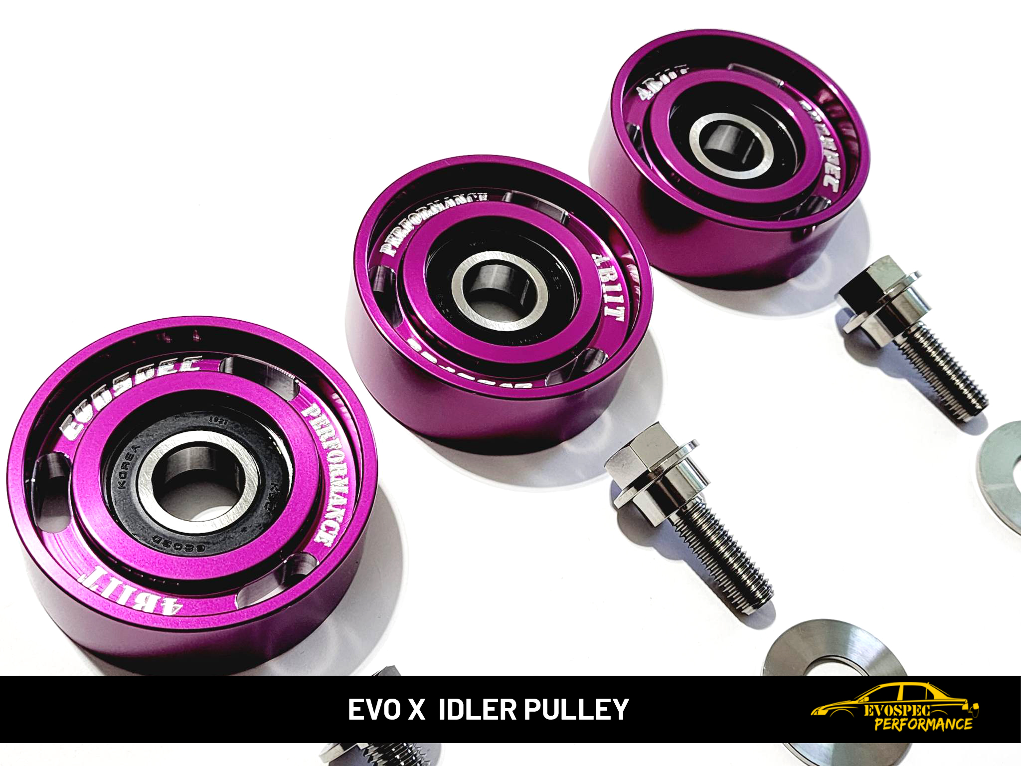 Evo X / ralliart 4B11T billet idler pulley kit. Evospec Performance