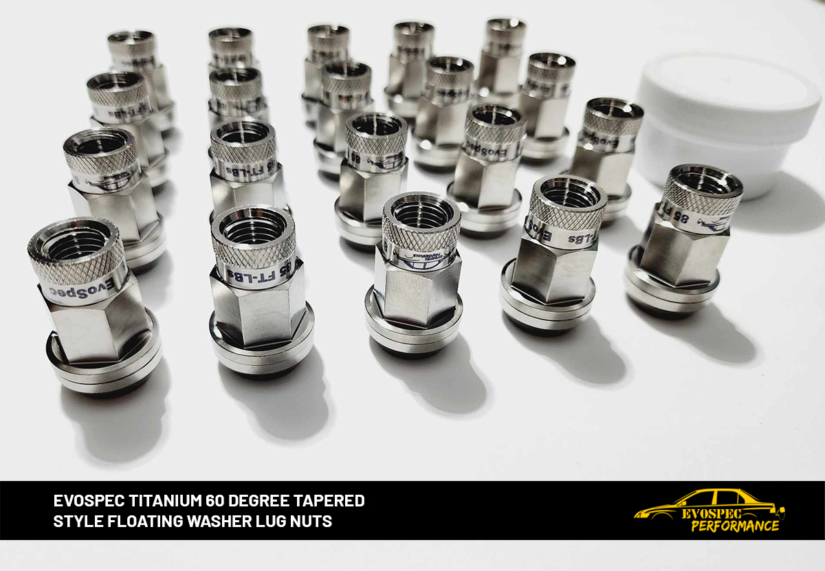 EvoSpec TITANIUM 60 degree tapered style floating washer lug nuts