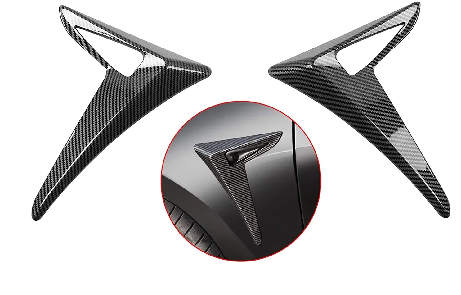 Tesla Model 3 Side Camera, Turn Signal Trim Covers, Carbon Fiber, 2017