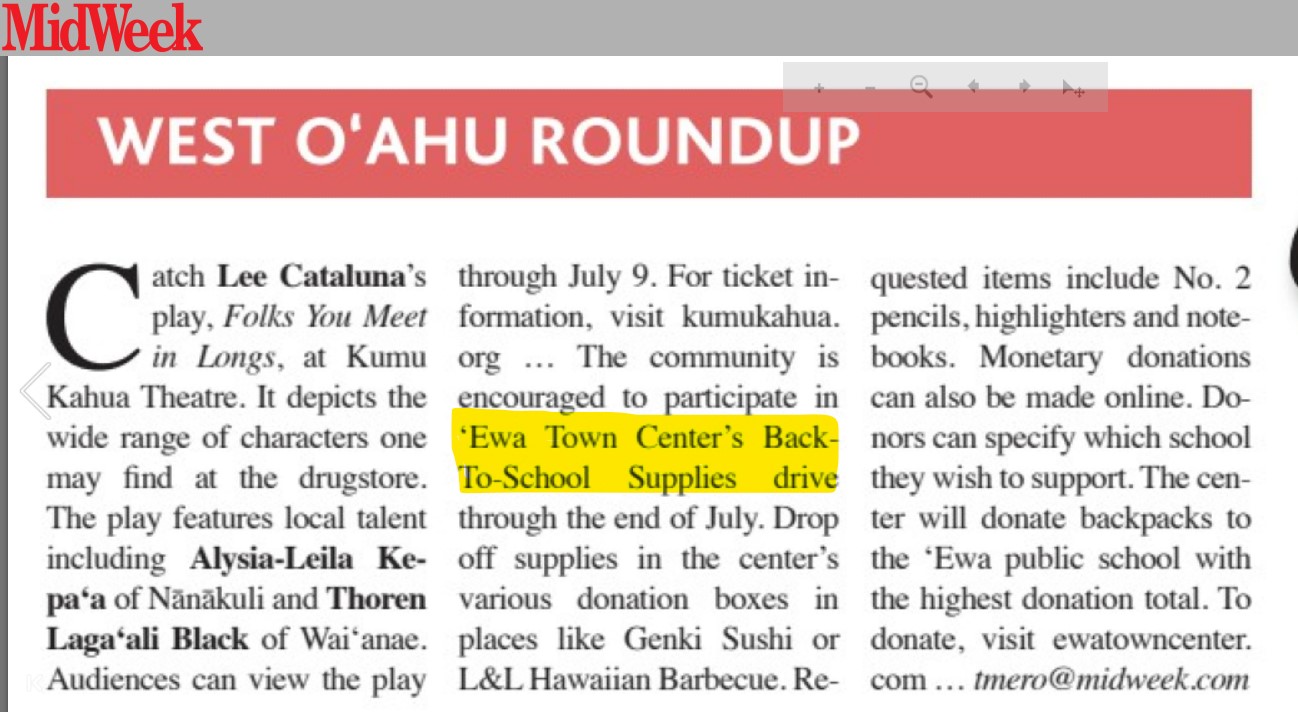 Promotion and Events Ewa Town Center