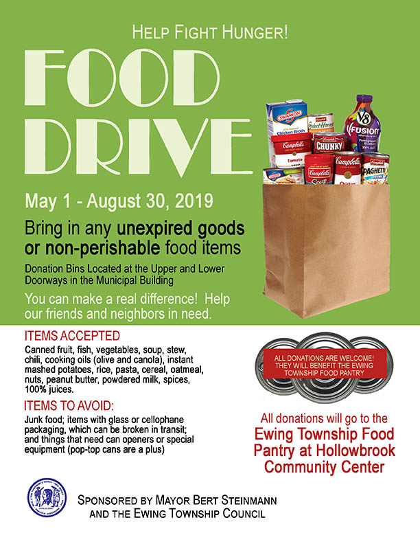 Ewing New Jersey Ewing Township Encourages Residents to Help Fight Hunger During Summer Food Drive