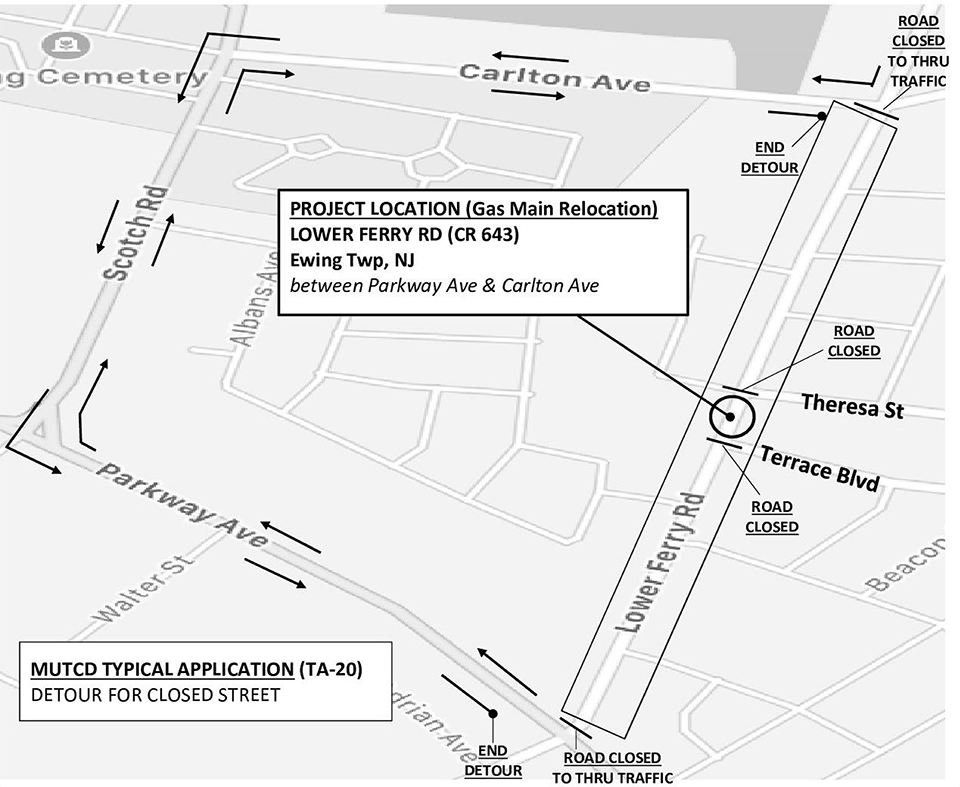 Ewing New Jersey Lower Ferry Road Closure Notice On Or About Feb 20th