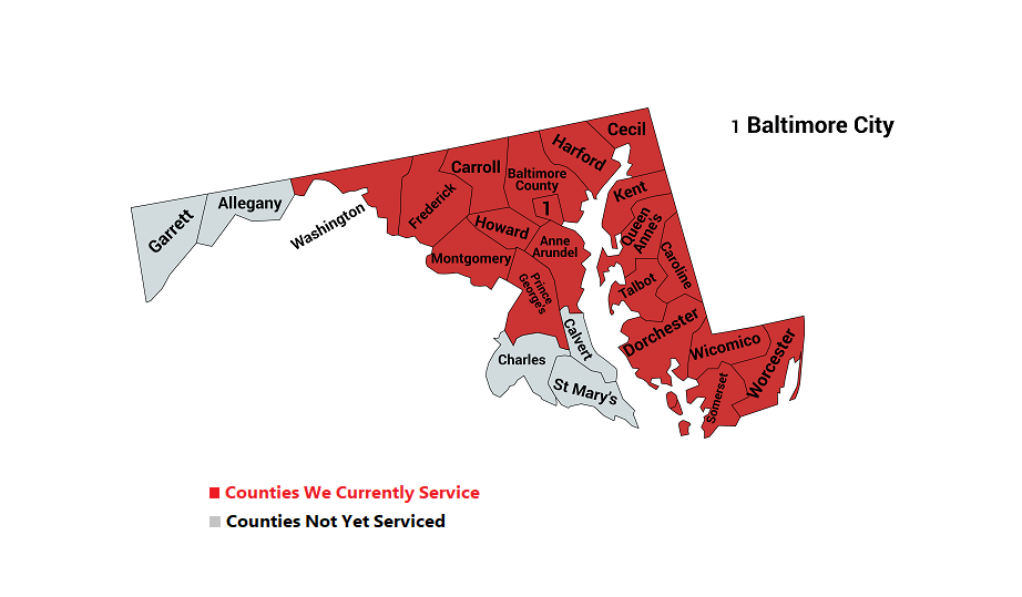 Areas Served of Maryland EWM Dumpster Rental