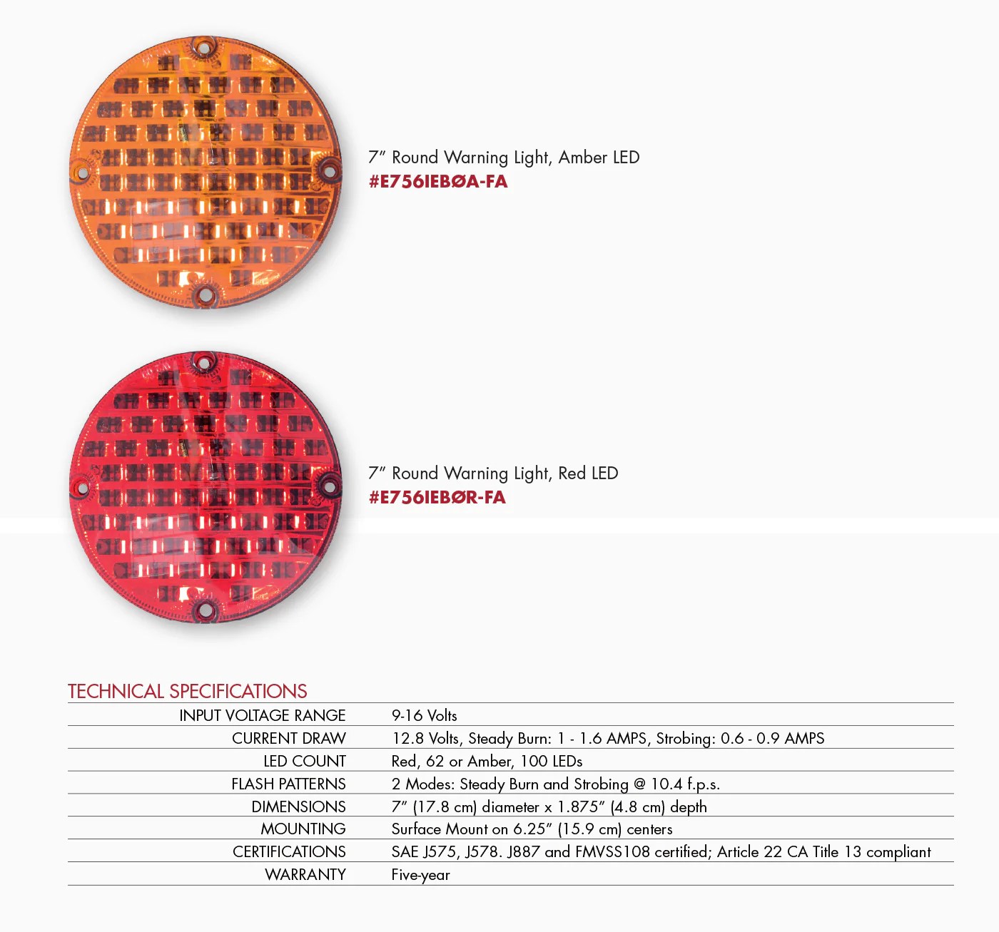 LED 7" School Bus Warning Lights