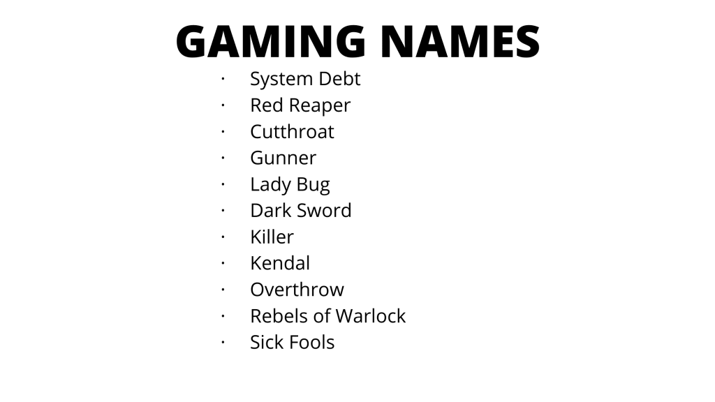 330+ Gaming Names voor 2025 Selecteer Grappige, Stoere, Legendarische(03)