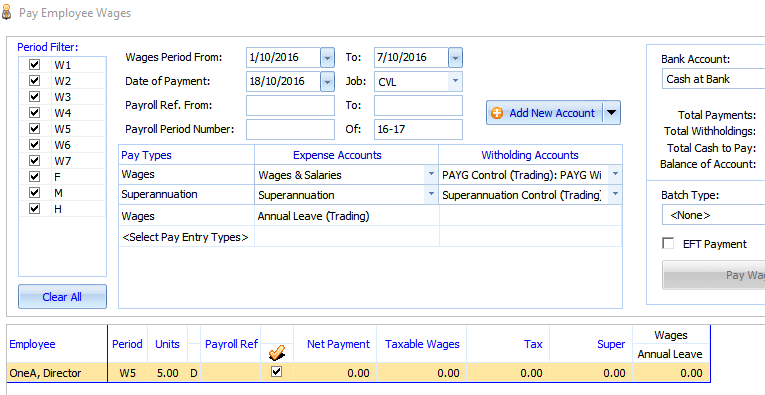How do you process Annual Leave taken or accrued during the trading