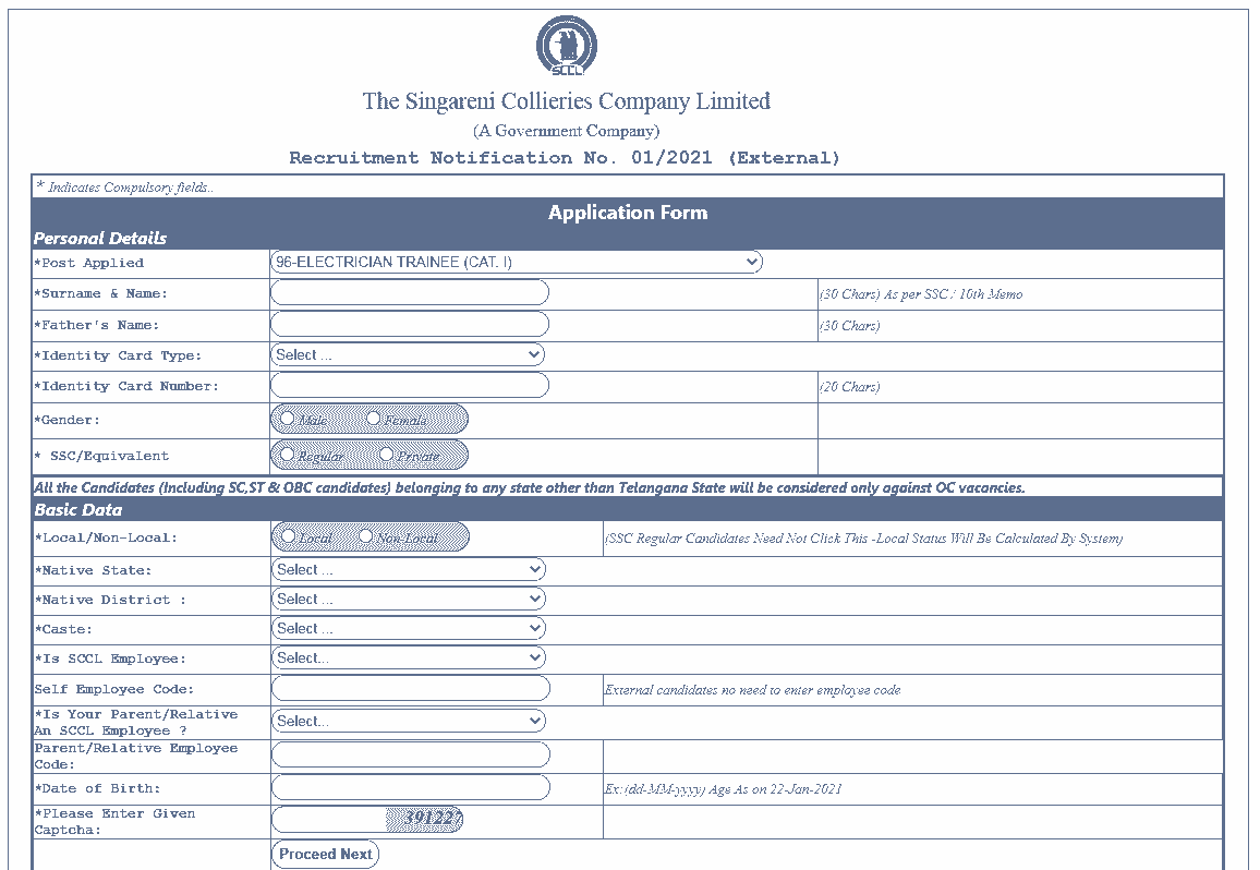 SCCL Online Application Form 2022 Apply Online