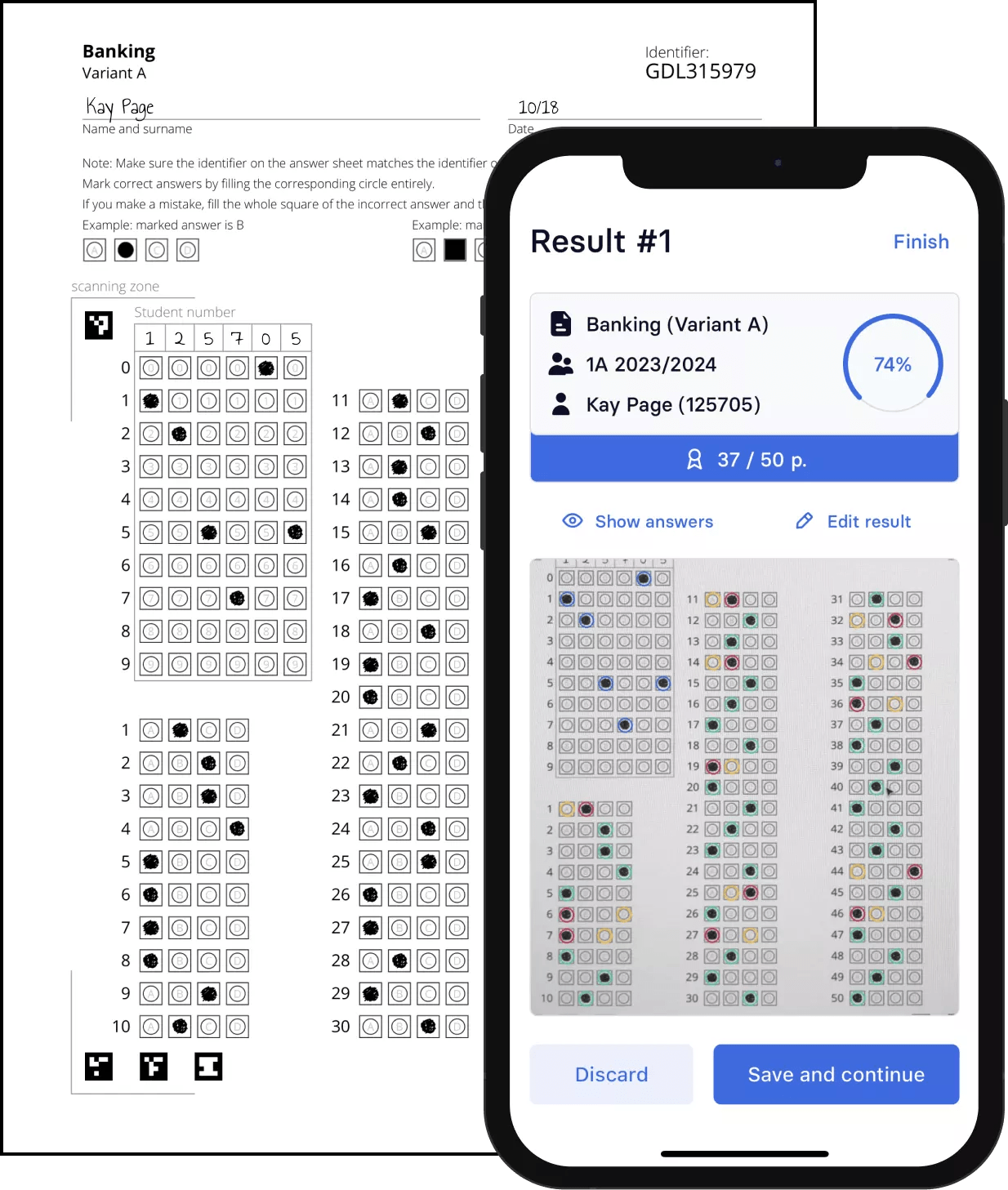 Examica Paper & Online Tests Grading App for Teachers