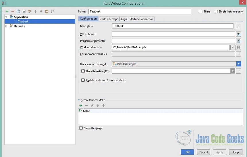 IntelliJ Idea Profiler Example Java Code Geeks