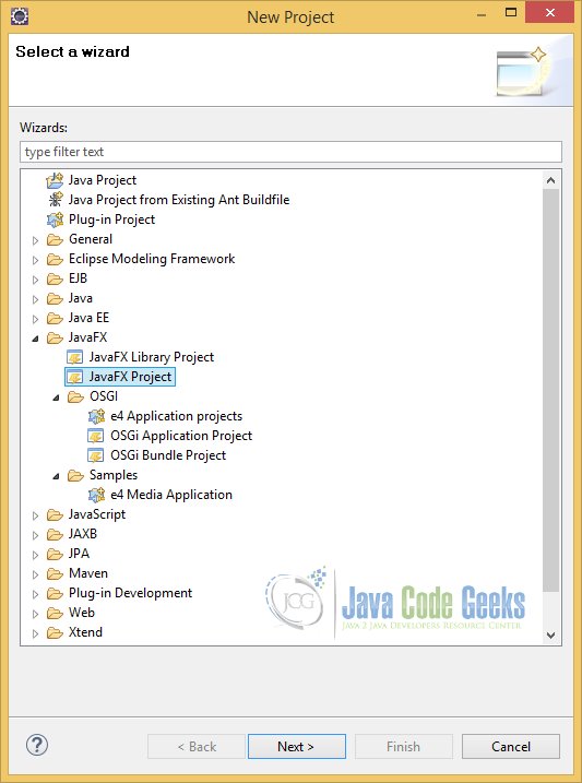 JavaFX Applications with e(fx)clipse Java Code Geeks