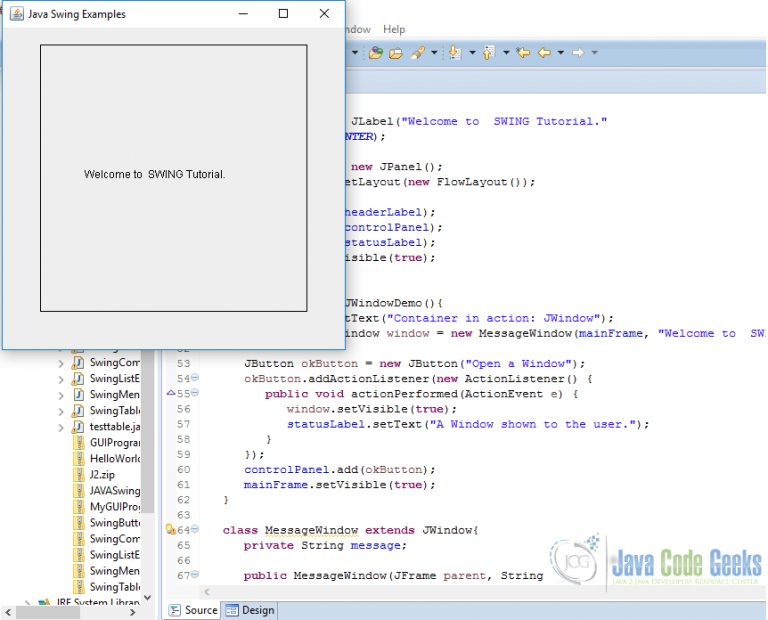 Java Swing JWindow Example Examples Java Code Geeks 2022