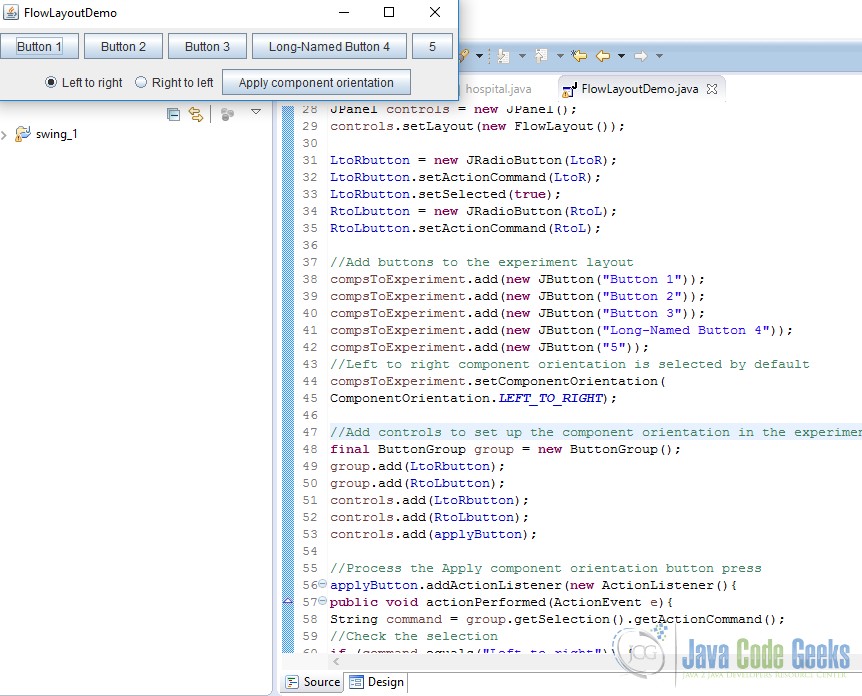 Java Swing FlowLayout Example Java Code Geeks