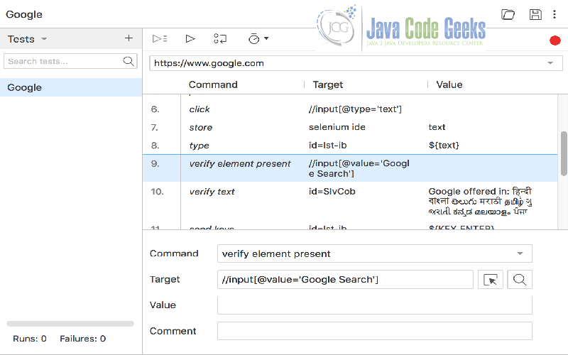 Selenium IDE Commands Example Examples Java Code Geeks 2022