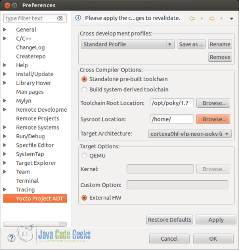 Eclipse IDE Yocto Plugin Tutorial Examples Java Code Geeks 2022