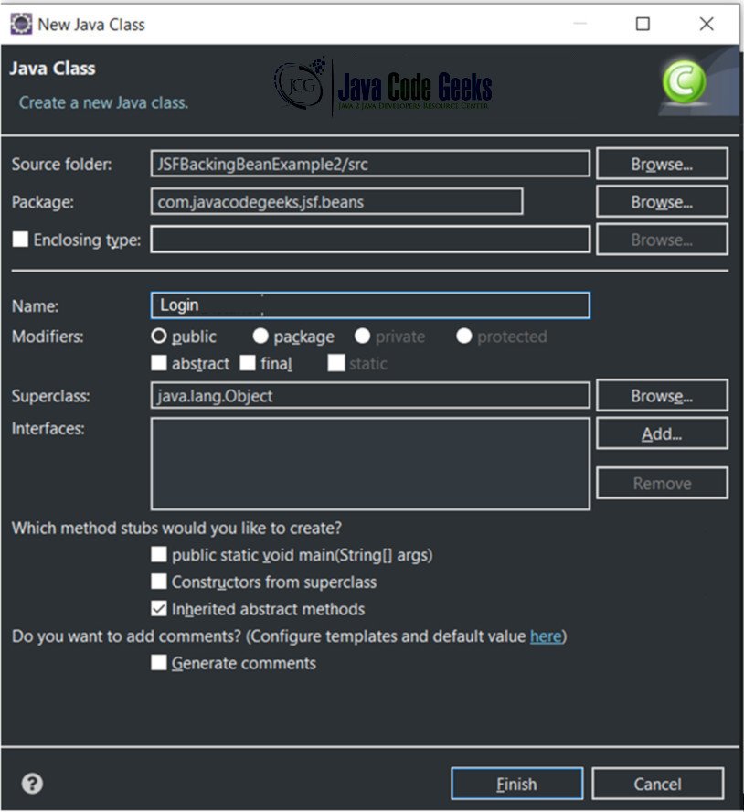 JSF Backing Bean Example Examples Java Code Geeks 2023