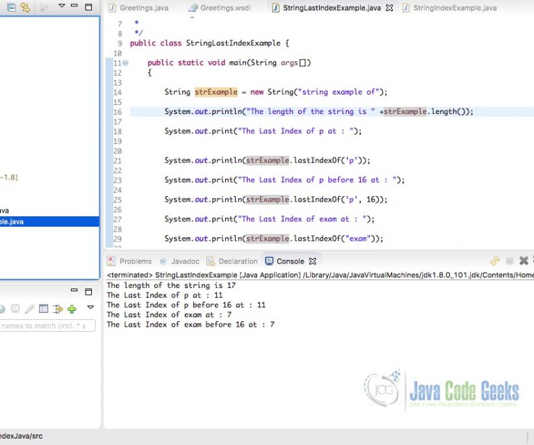 String indexOf Java Example Java Code Geeks