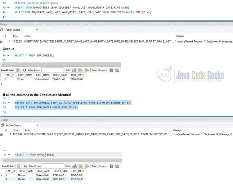 SQL Insert Query Example Java Code Geeks