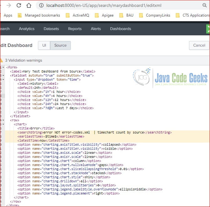 Splunk Dashboards Example Java Code Geeks