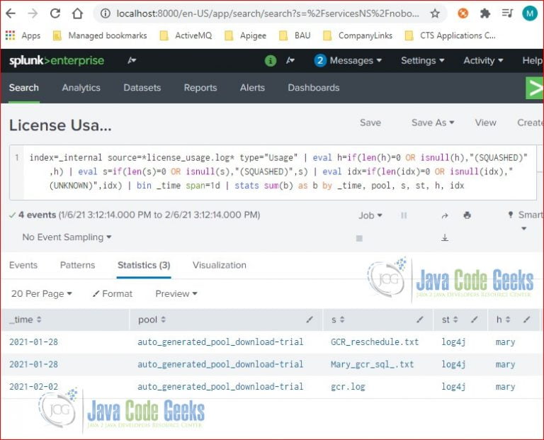 Splunk Search Language Example Java Code Geeks