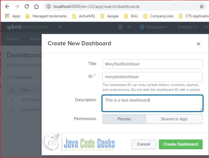 Splunk Dashboards Example Java Code Geeks