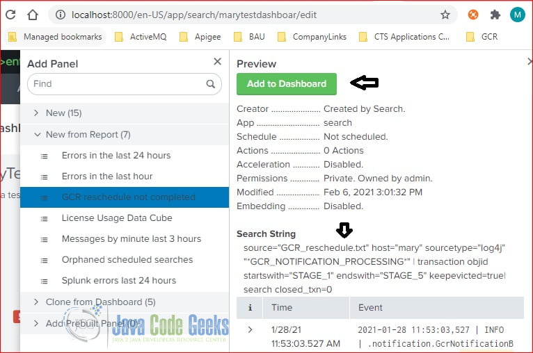 Splunk Dashboards Example Java Code Geeks