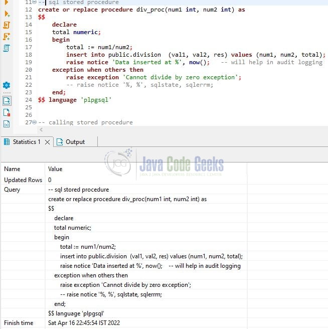 Handling SQL exceptions in a Stored Procedure Java Code Geeks