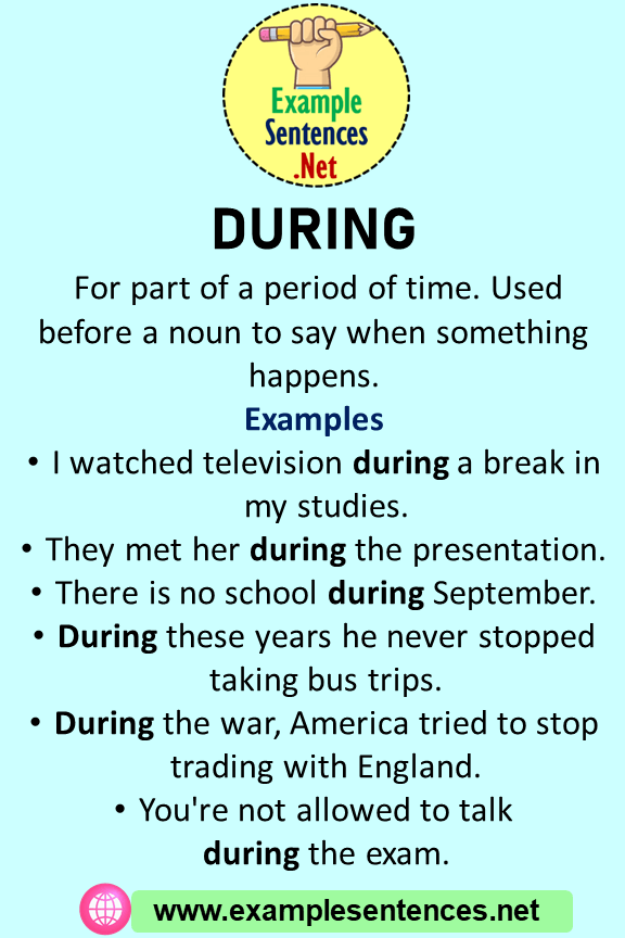 During in a Sentence, Definiton and Example Sentences Example Sentences