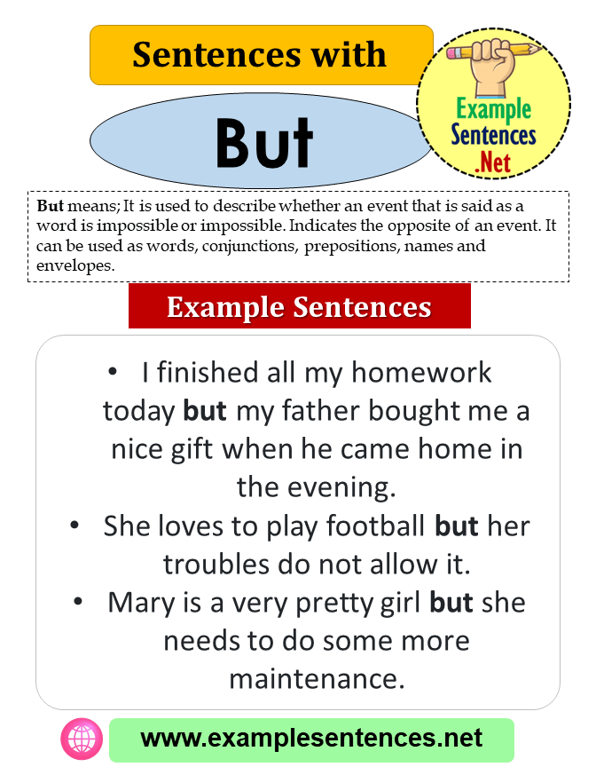 Sentences with But, Definition and Example Sentences Example Sentences