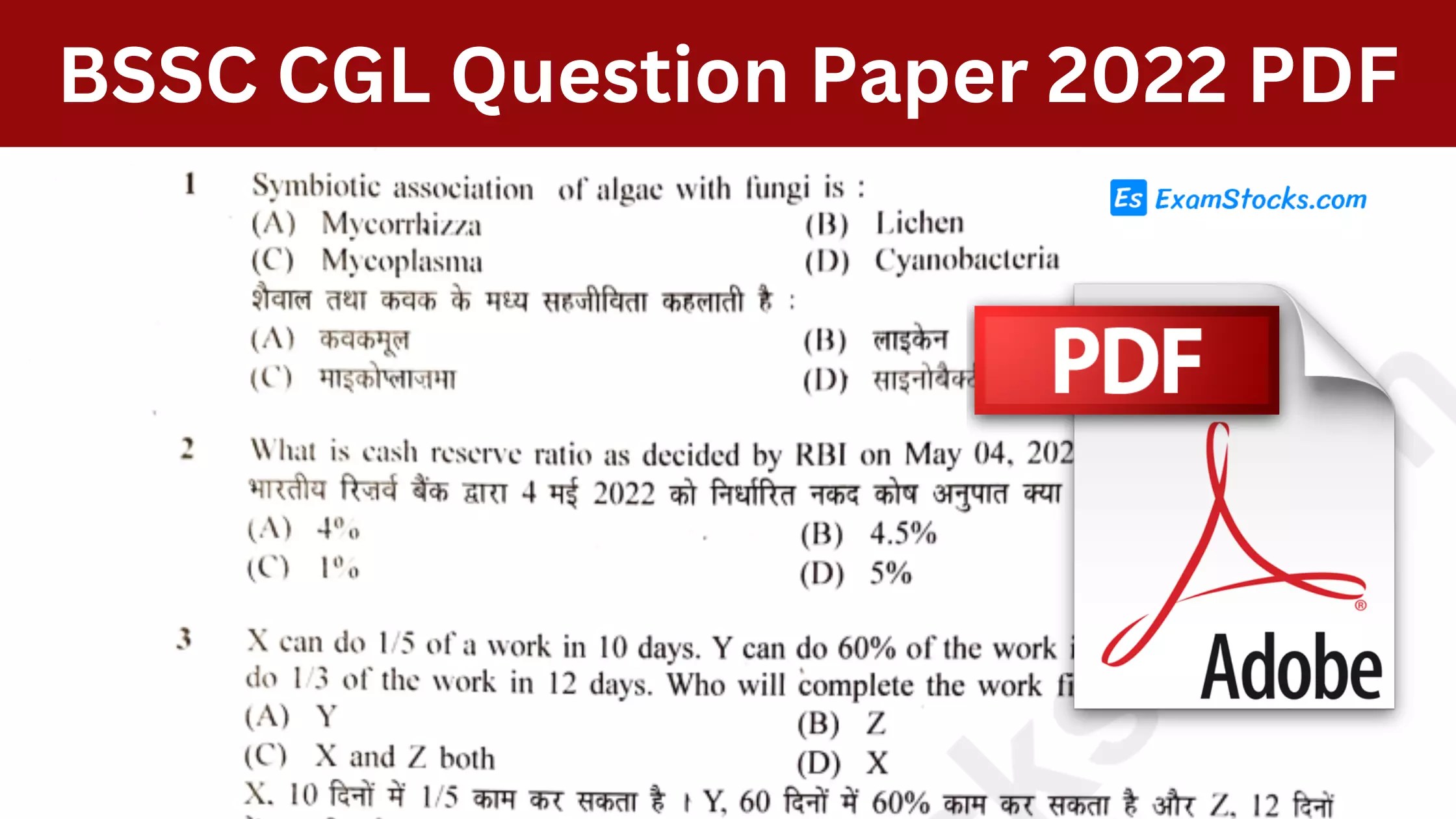 BSSC CGL Question Paper 2022 PDF & Answer Key All Shifts Exam Stocks