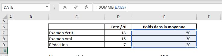 Excel moyenne pondérée (tutoriel)