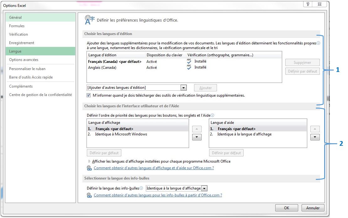 Option Langue Excel Excel Québec