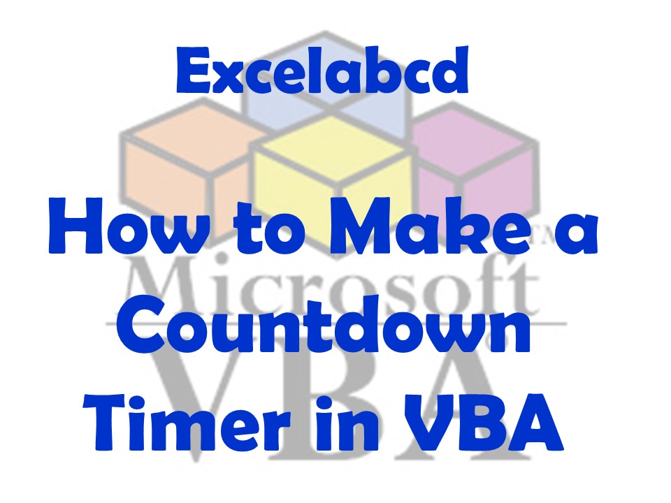 How to make a New year Countdown Timer in VBA