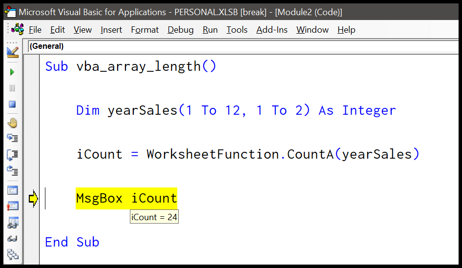 如何使用VBA获取数组的长度？