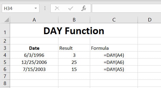 How to use the DAY Function in Excel in Excel