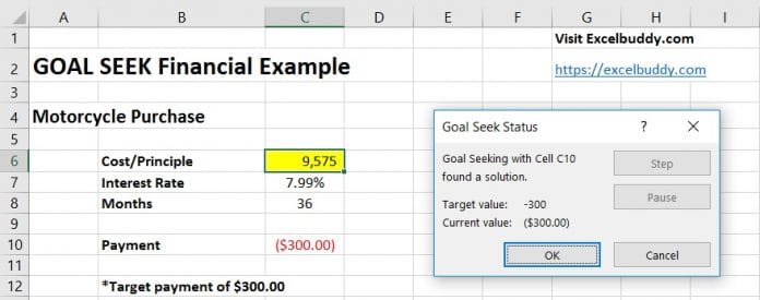 How to use GOAL SEEK in EXCEL WhatIf Analysis
