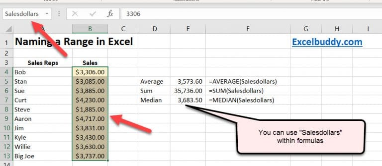 How to use Named Ranges in Excel