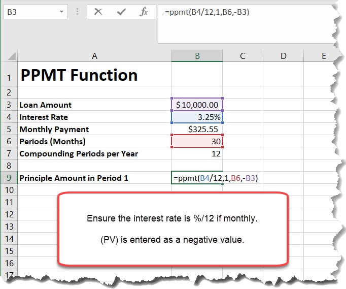 How to use the PPMT Function in Excel