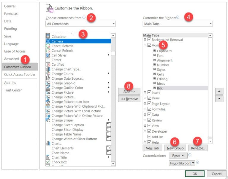 Add Camera Tool in Excel to Toolbar