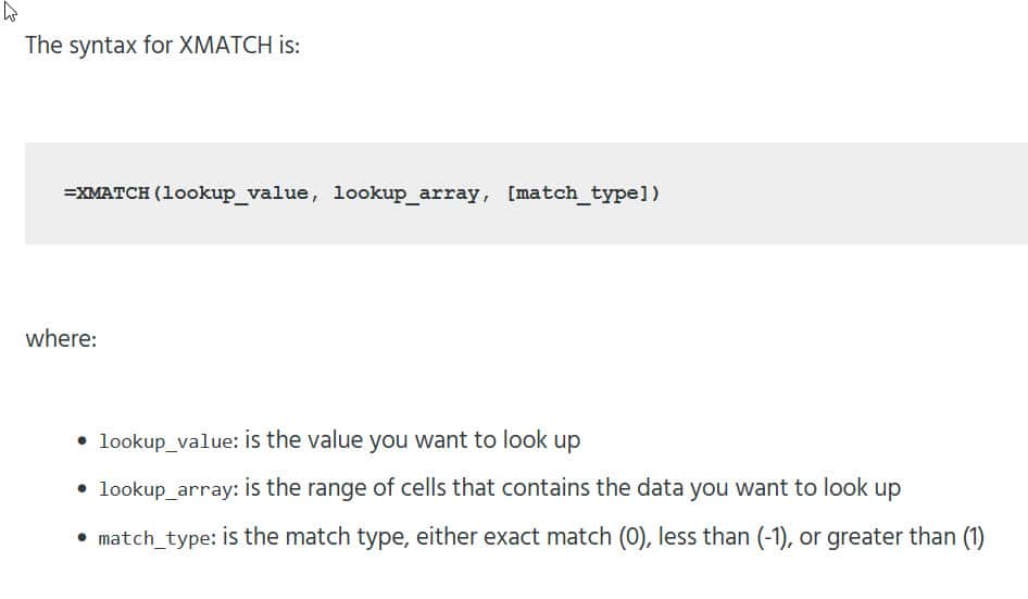 XMATCH Function in Excel