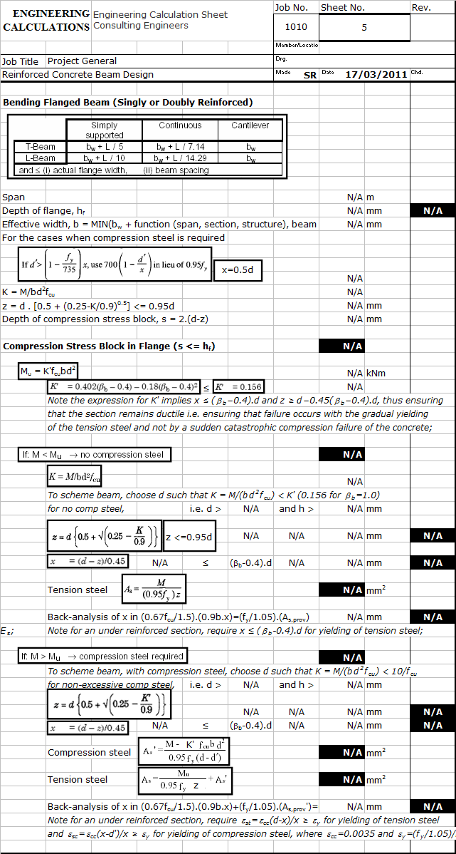 Member Design Reinforced Concrete Beam BS8110.xls