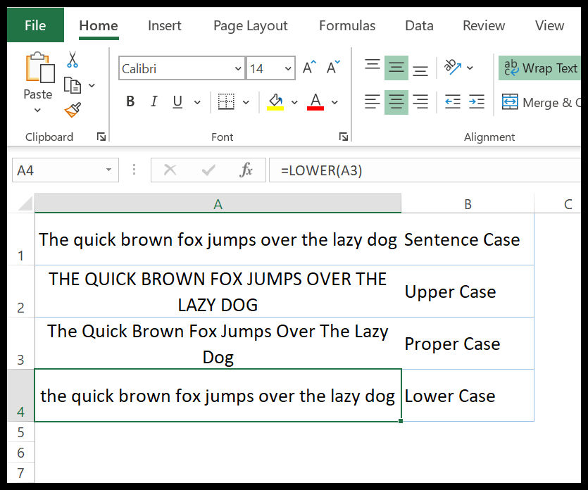Excel LOWER Function Example + Sample File