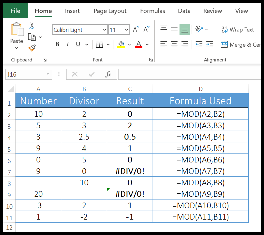 Excel MOD Function Example + Sample File
