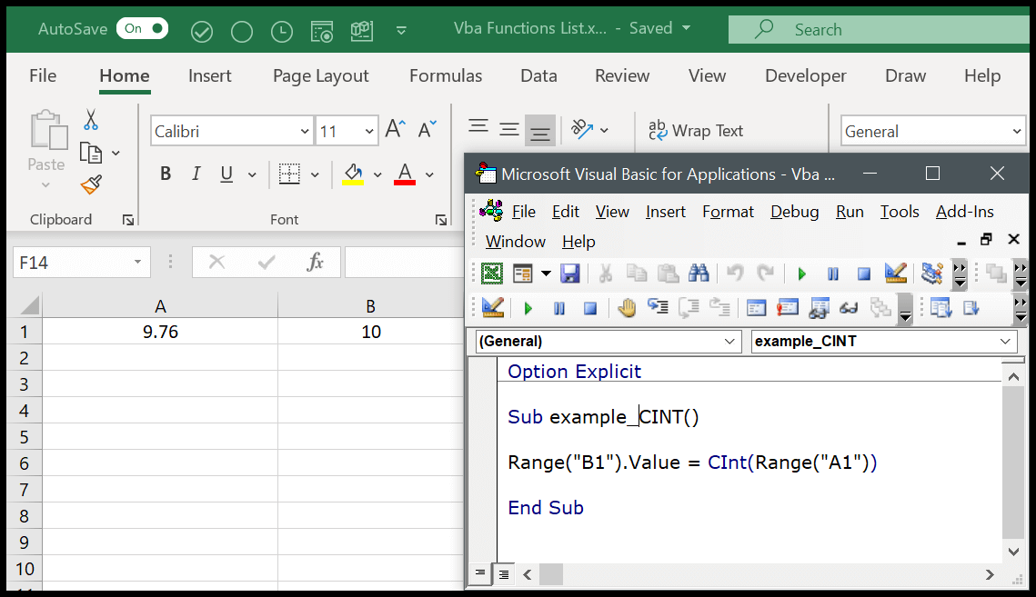 VBA CINT Function (Syntax + Example)