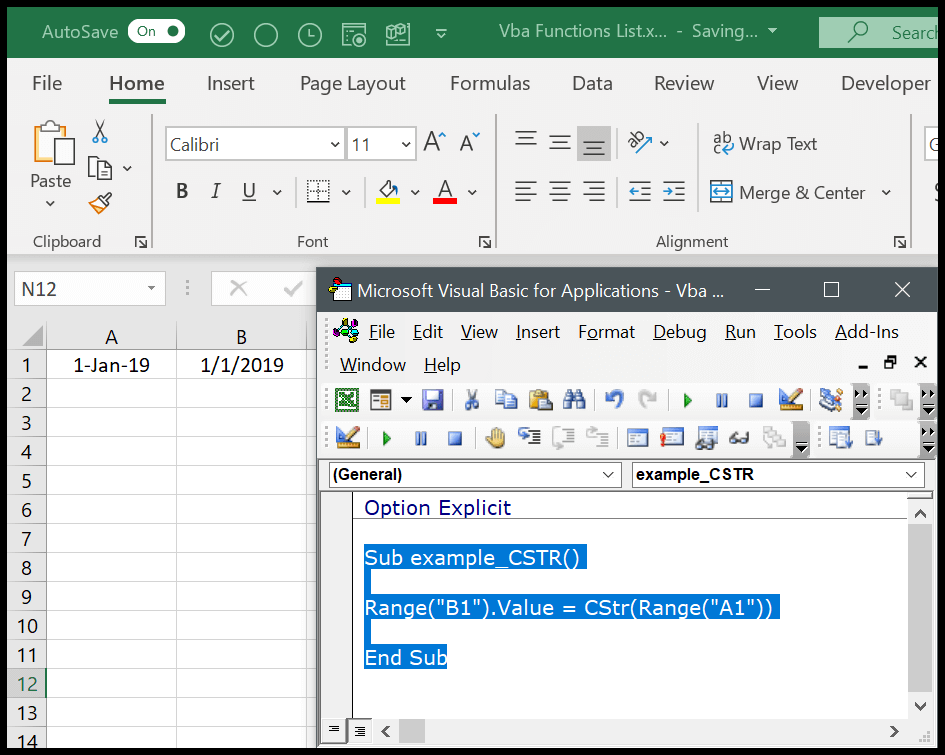 How to use the VBA CSTR Function (Syntax + Example)
