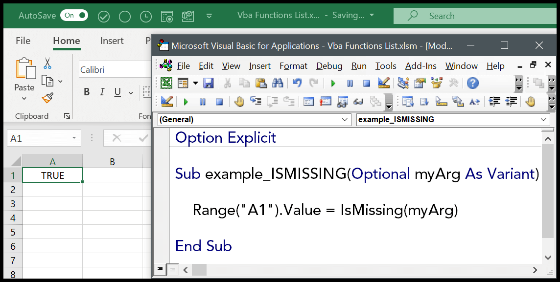 How to use the VBA ISMISSING Function (Syntax + Example)