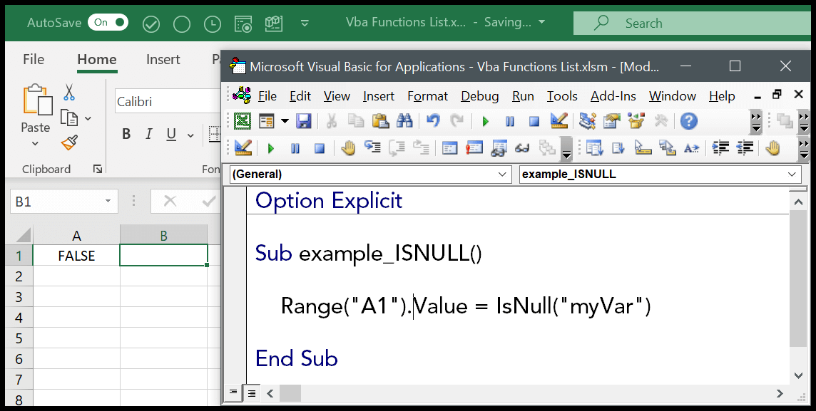 How to use the VBA ISNULL Function (Syntax + Example)