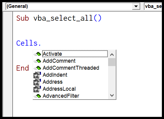 How to SELECT ALL the Cells in a Worksheet using a VBA Code