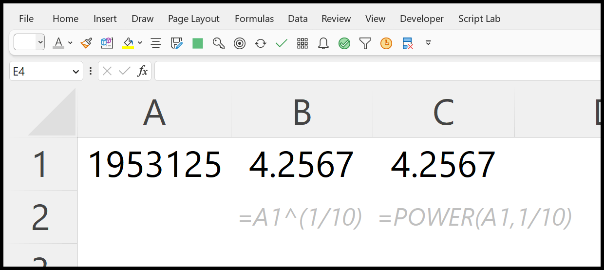 Calculate Nth Root (Excel Formula)