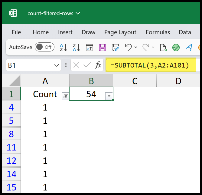 How to Count Filtered Rows in Excel (Visible Rows) 4 Methods
