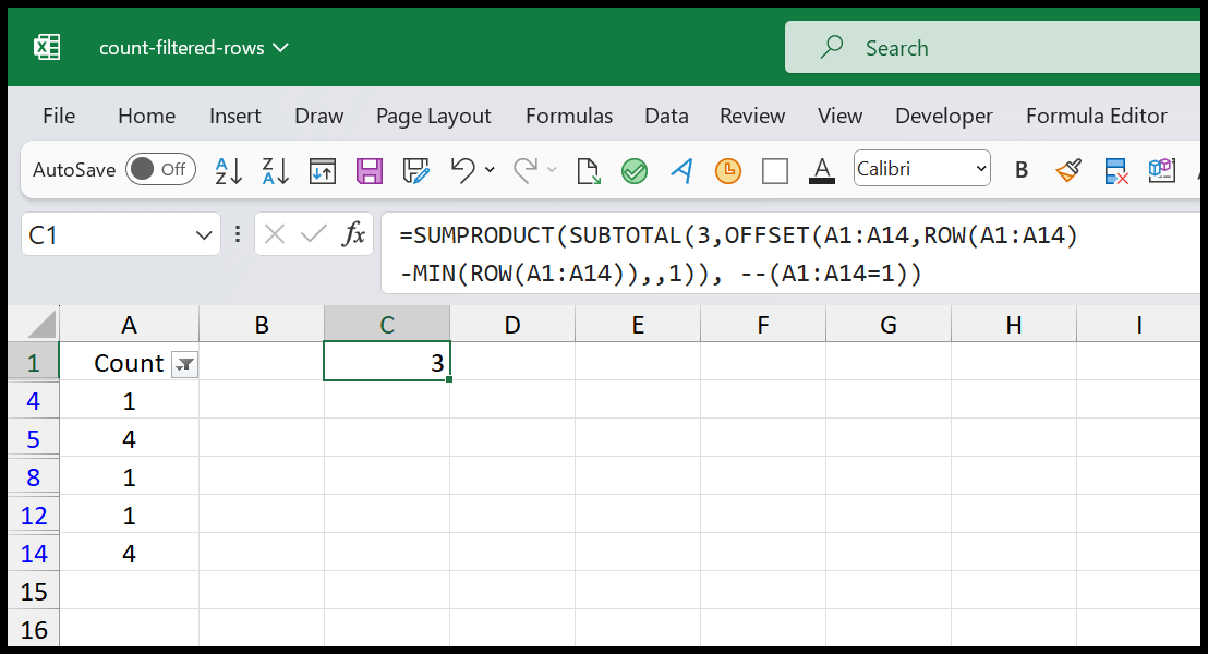 How to Count Filtered Rows in Excel (Visible Rows) 4 Methods